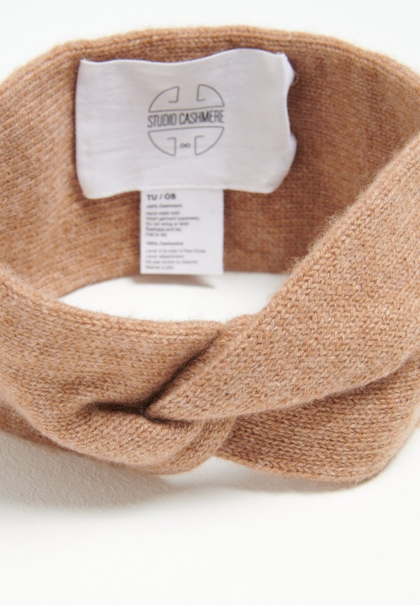 Bandeau femme en cachemire 4 fils camel - UNI 5 - Studio Cashmere8