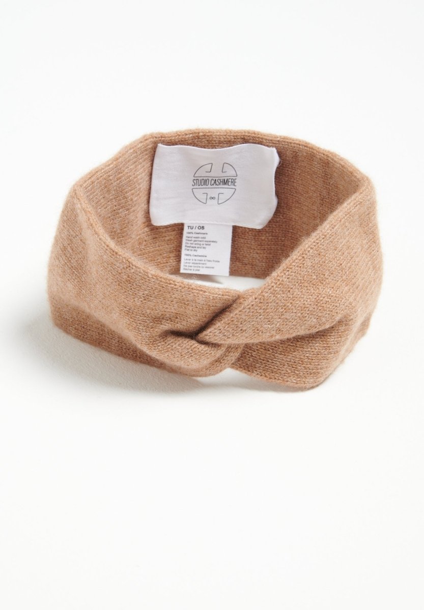 Bandeau femme en cachemire 4 fils camel - UNI 5 - Studio Cashmere8