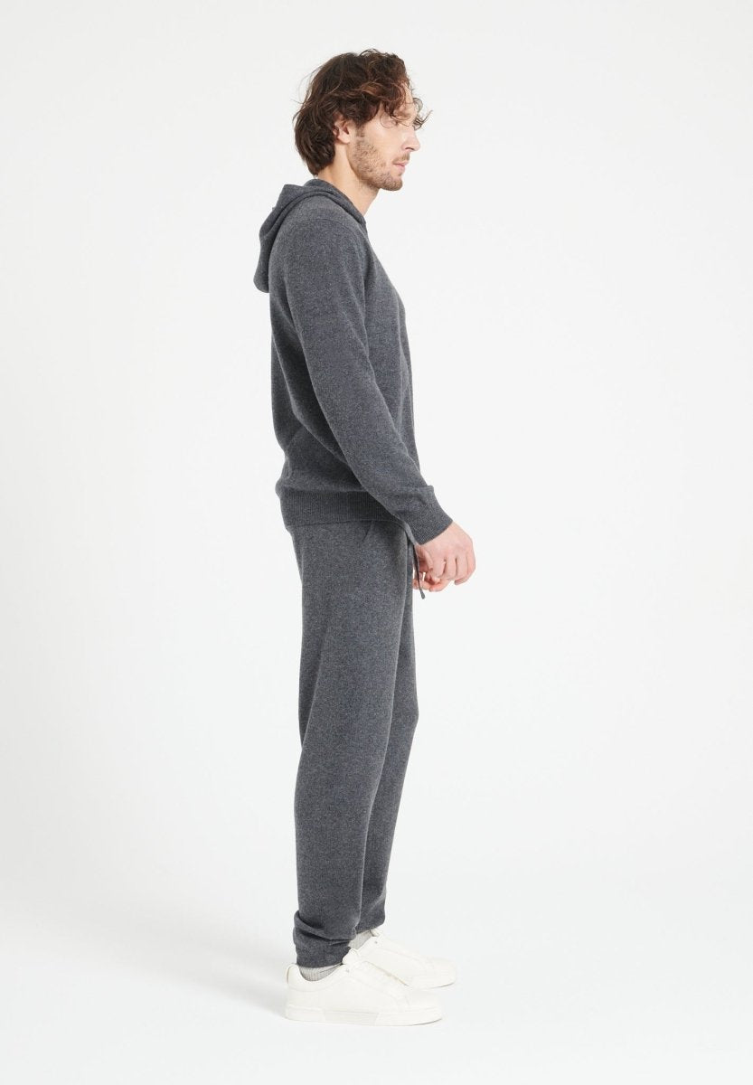 Sweat à capuche zippé homme en cachemire gris anthracite - LUKE 6 - Studio Cashmere8