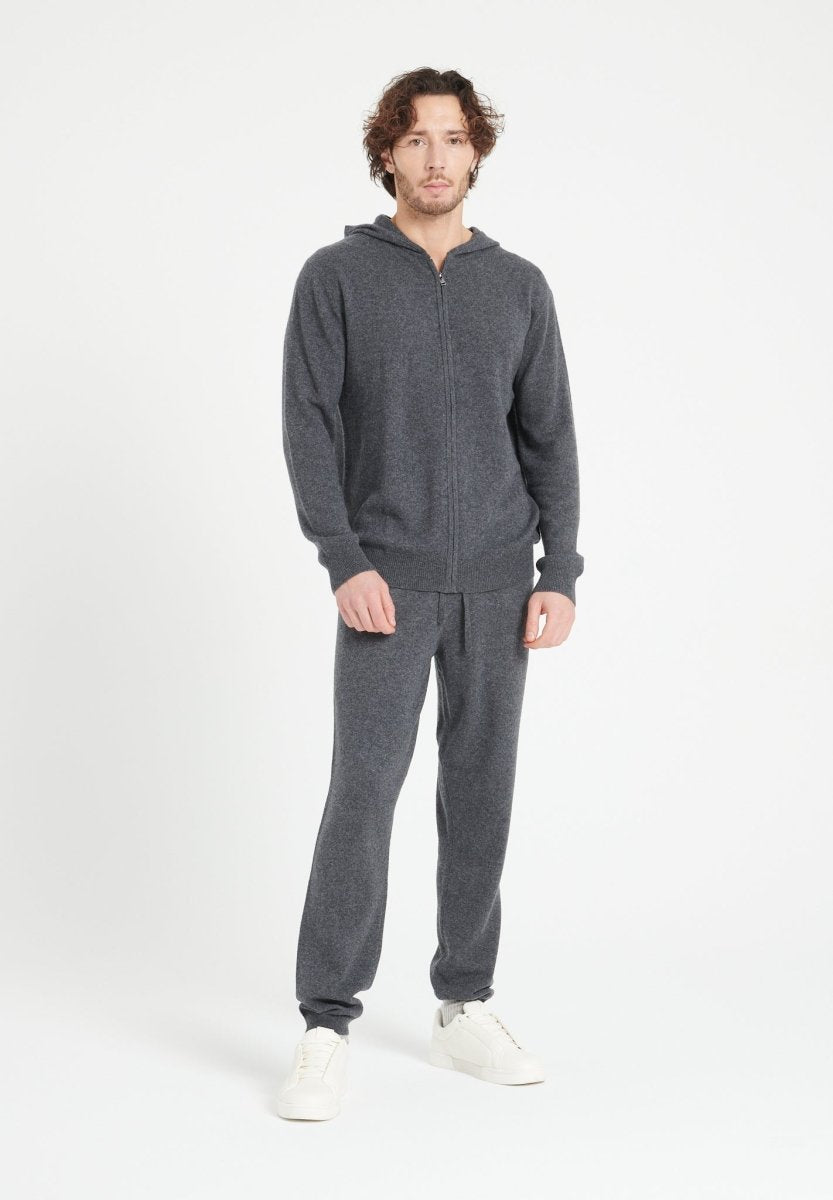 Sweat à capuche zippé homme en cachemire gris anthracite - LUKE 6 - Studio Cashmere8